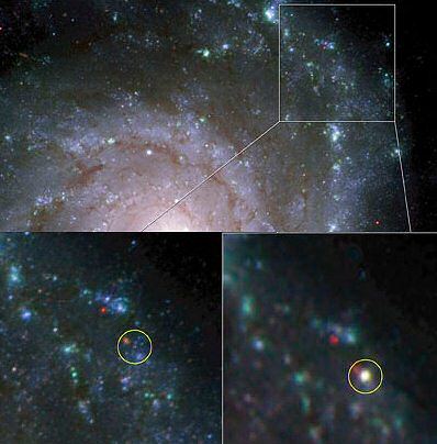 Supernova dans M 74.