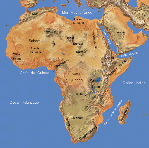 Relief de l'Afrique.