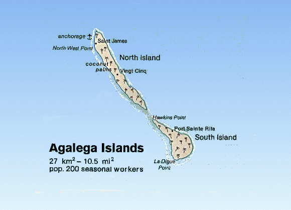 Carte des îles Agalega.