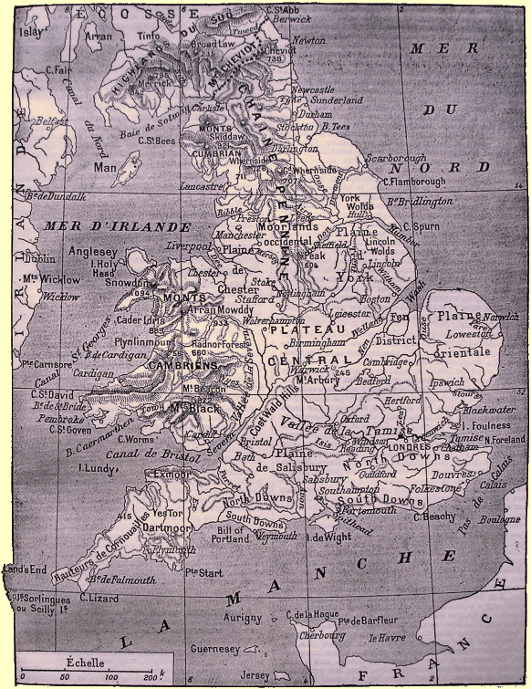 Carte de l'Angleterre.