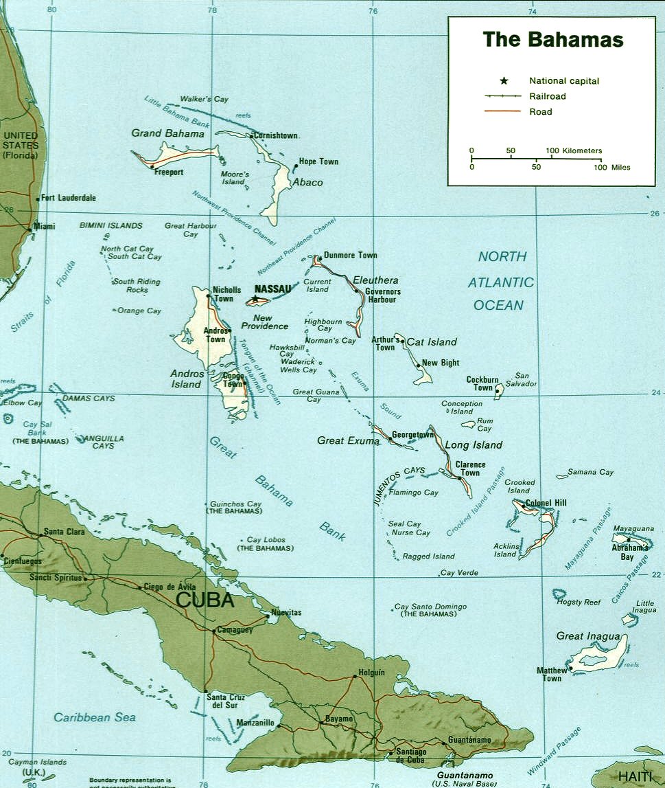 Carte des Bahamas.