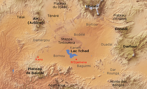 Carte de la plaine du Tchad.