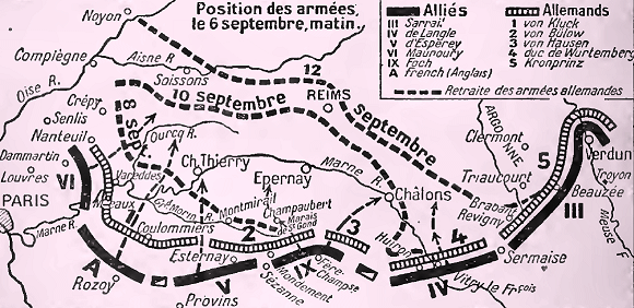 Carte de la bataille de la Marne.