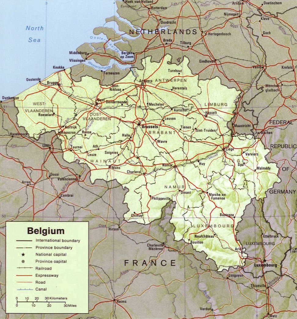 Carte de la Belgique (topographie).