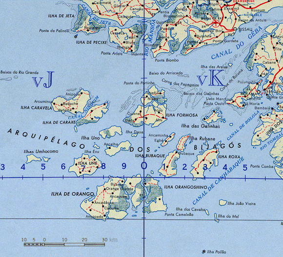 Carte des îles Bissagos.