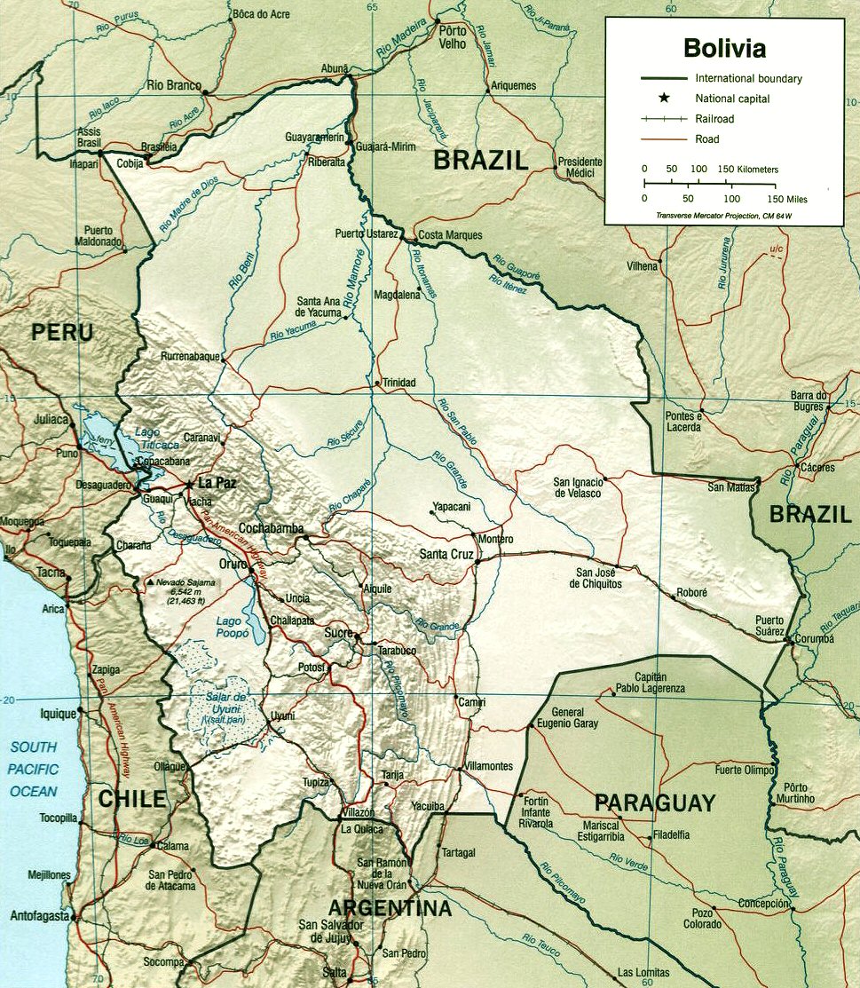Carte de la Bolivie.