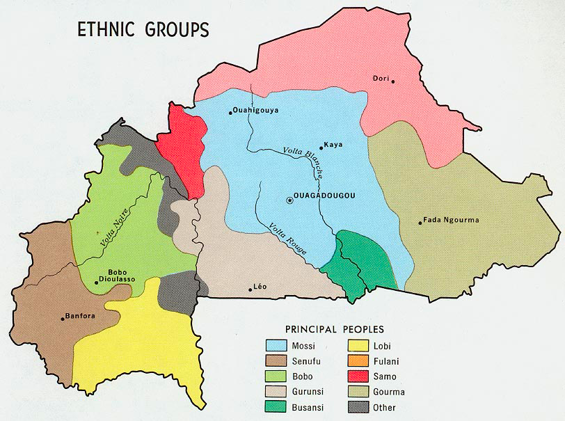 Carte du Burkina-Faso (ethnographie).