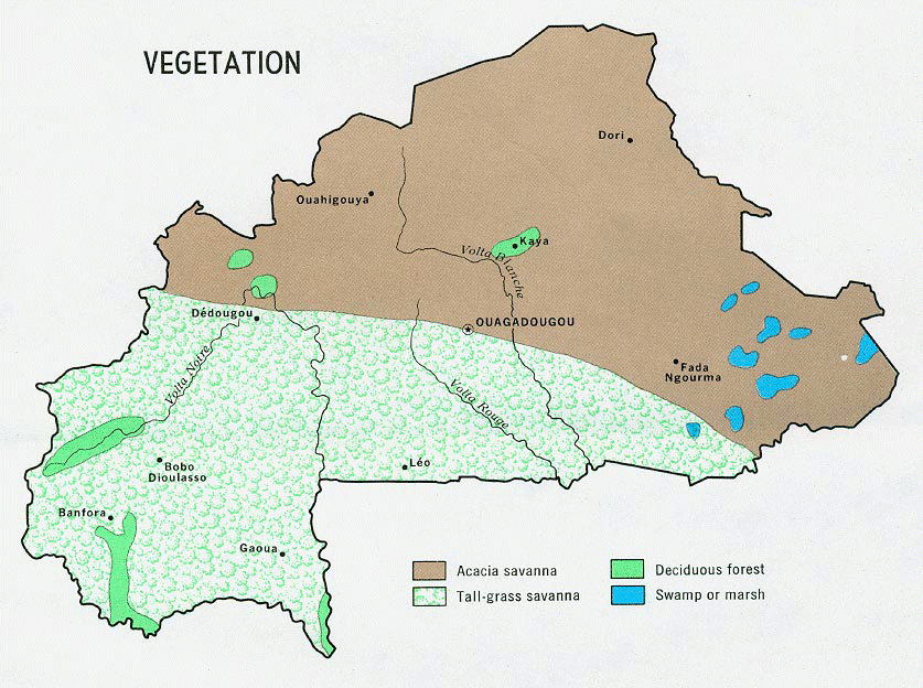 Carte du Burkina-Faso (végétation).