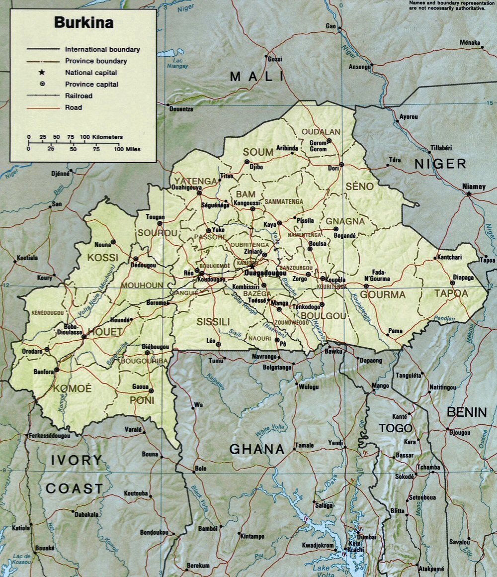 Carte du Burkina-Faso (topographie).
