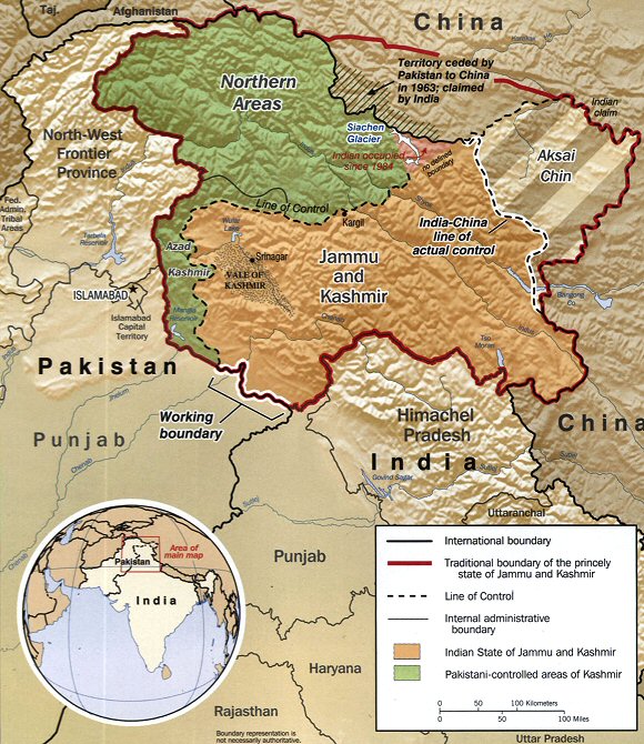 Carte du Cachemire en 2002.