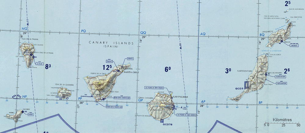 Carte des îles Canaries.