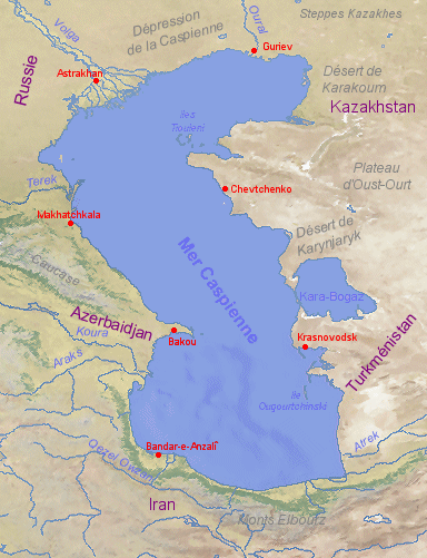 Carte de la Mer Caspienne.