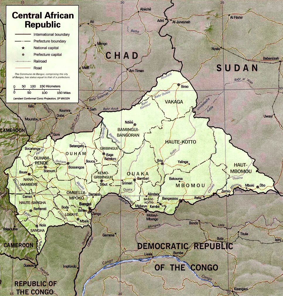 Carte de la République Centrafricaine.