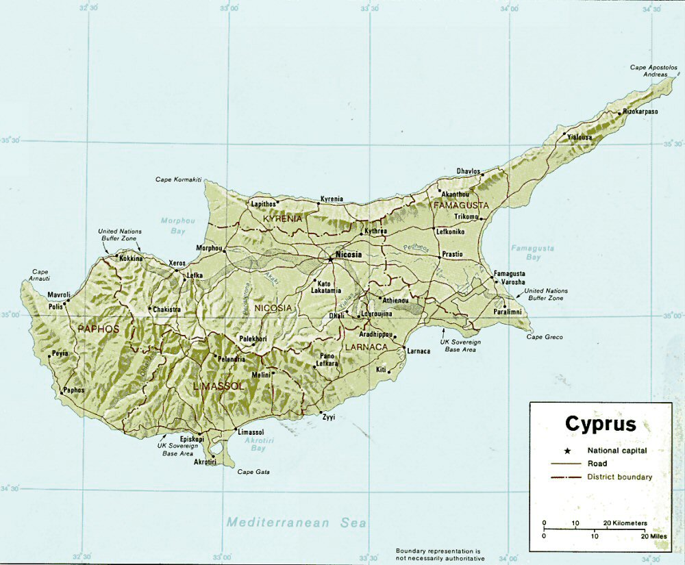 Carte de Chypre (topographie).