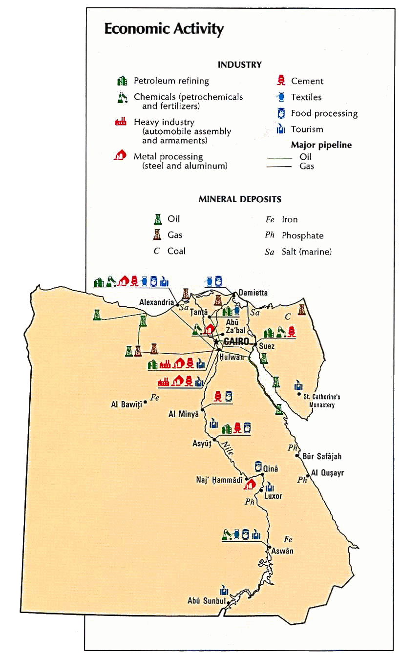 Carte de l'Egypte (économie).