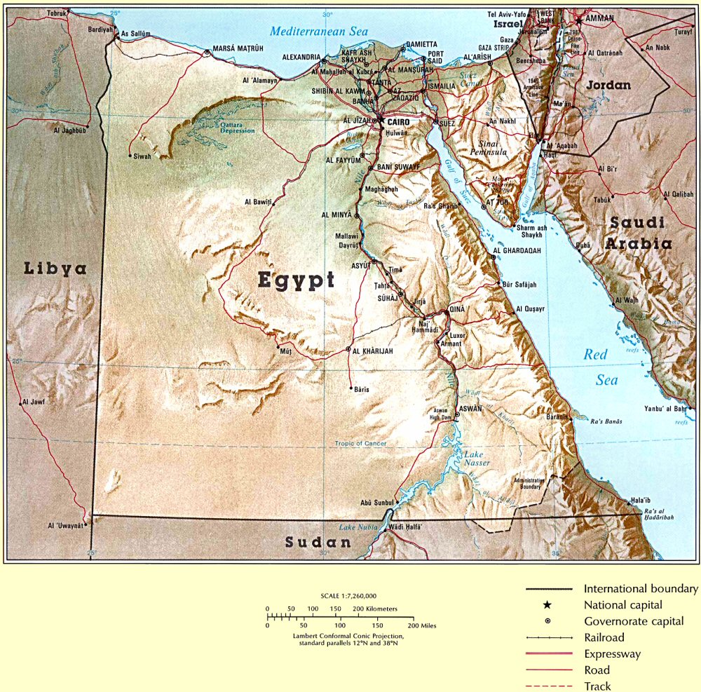 Carte de l'Egypte (topographie).