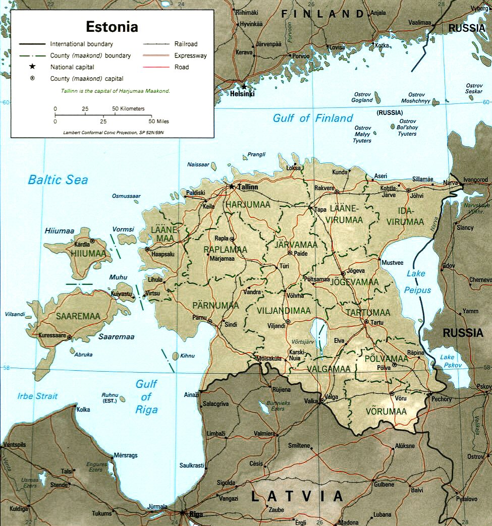 Carte de l'Estonie.