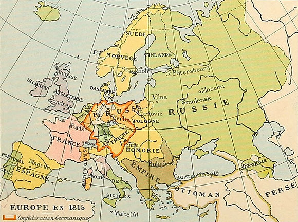 Carte de l'Europe en 1815.