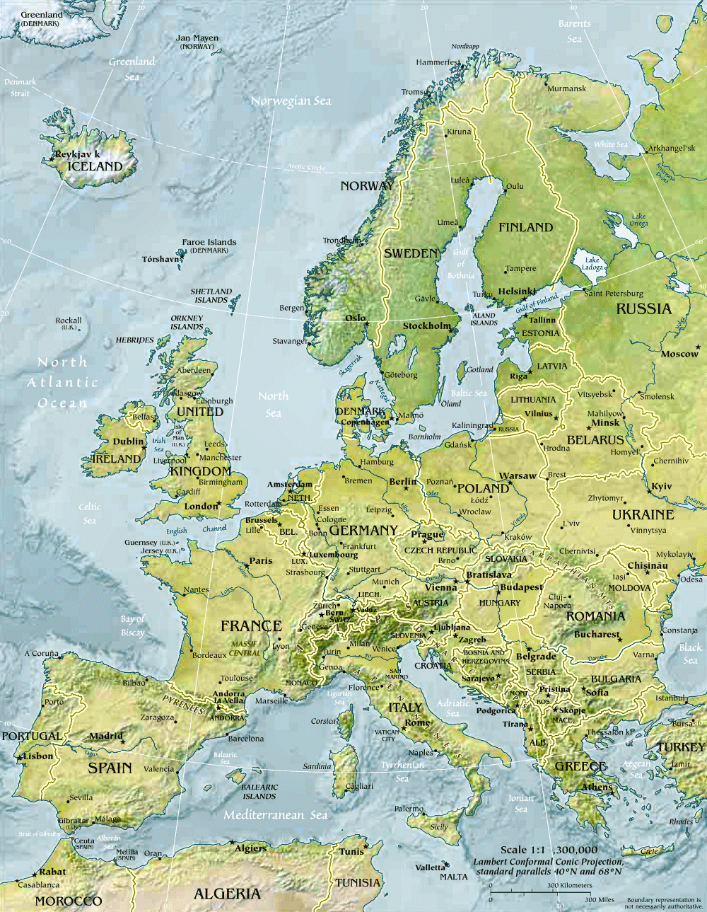 Carte de l'Europe (physique).