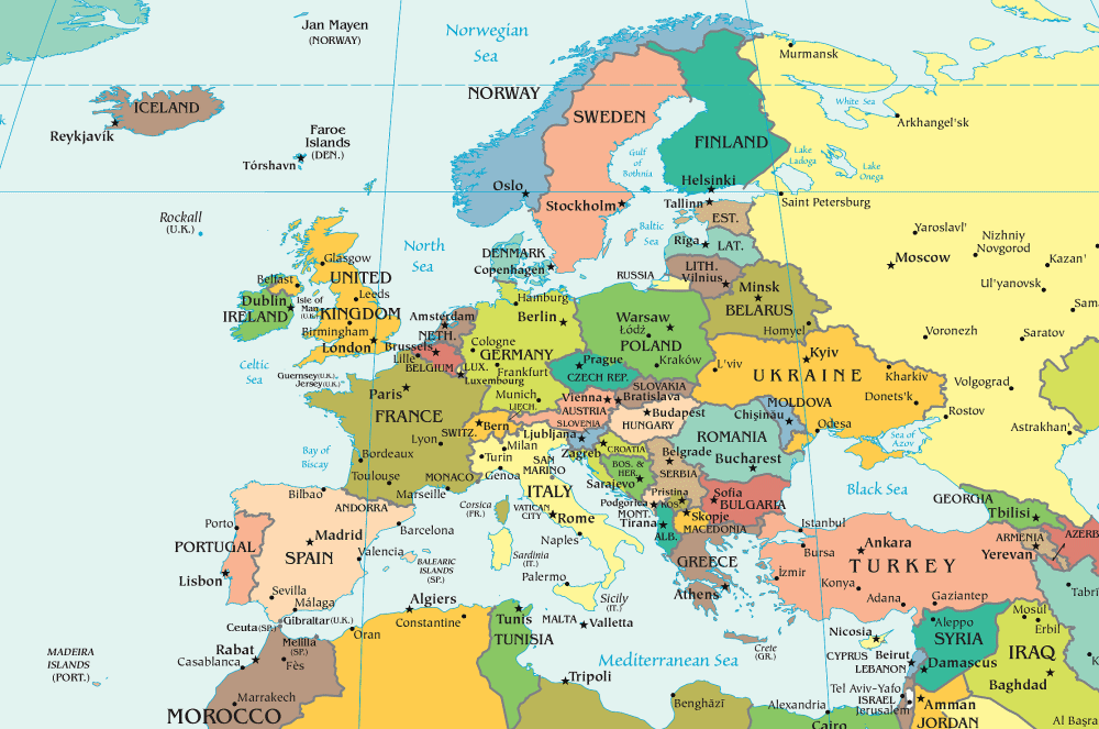 Carte de l'Europe (politique).