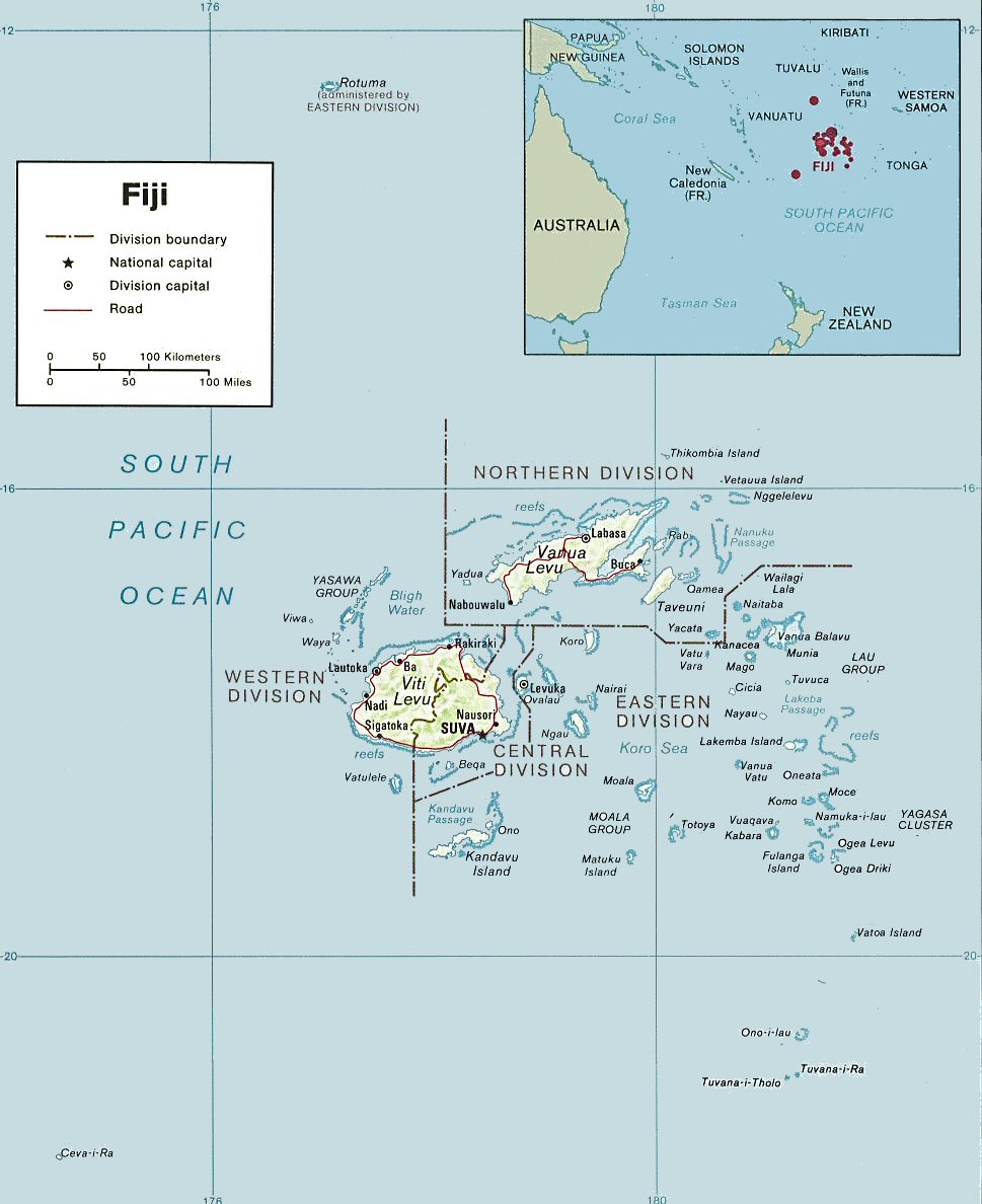 Carte des îles Fidji.