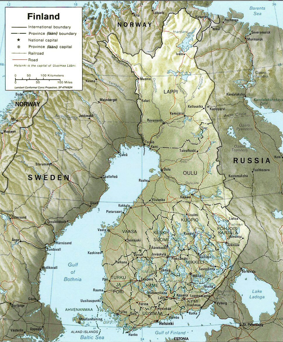 Carte de la Finlande (géographie).