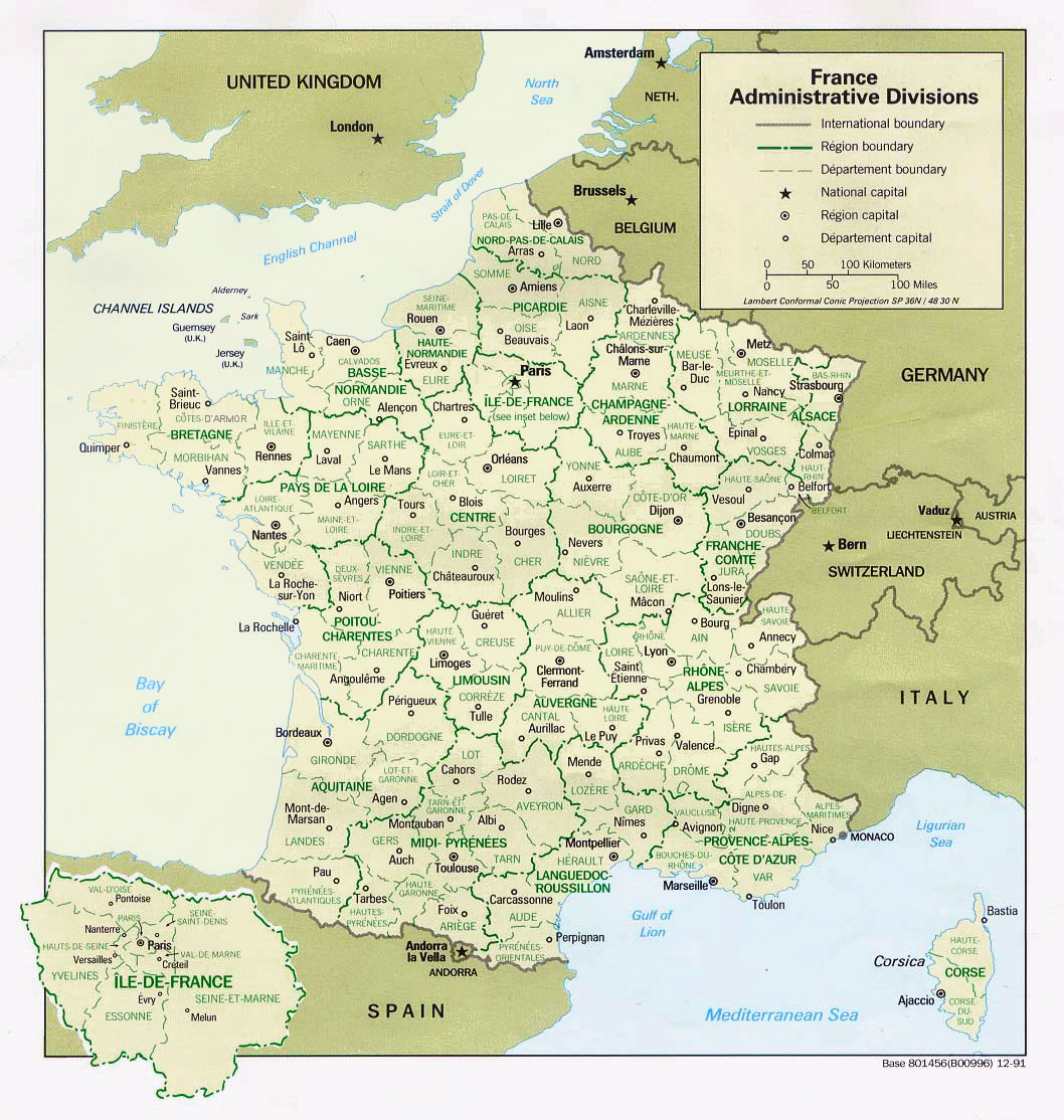 Carte de la France : divisions administratives.