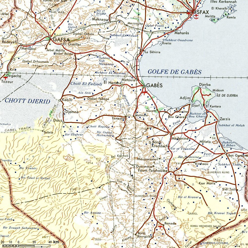 Carte des environs de Gabès.