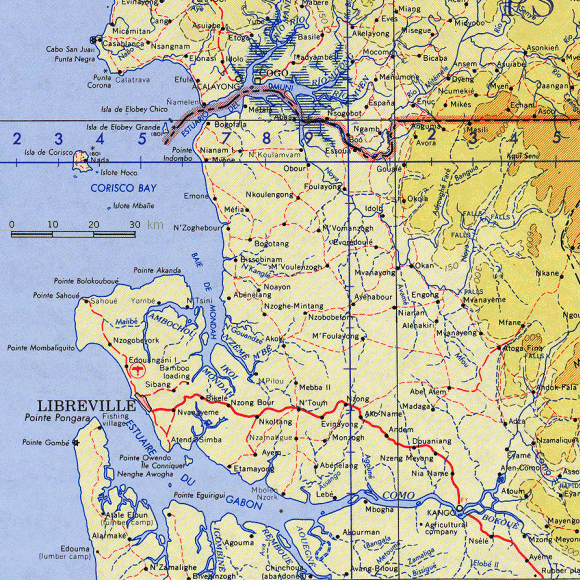 Carte de la baie de Corisco et de l'estuaire du Gabon.