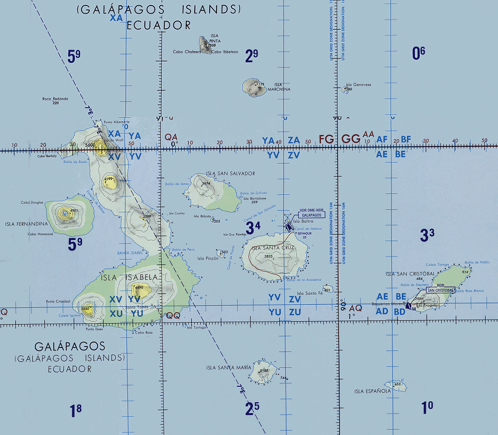 Carte des îles Galapagos.