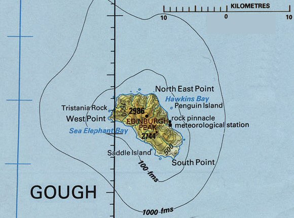 Carte de l'île Gough.