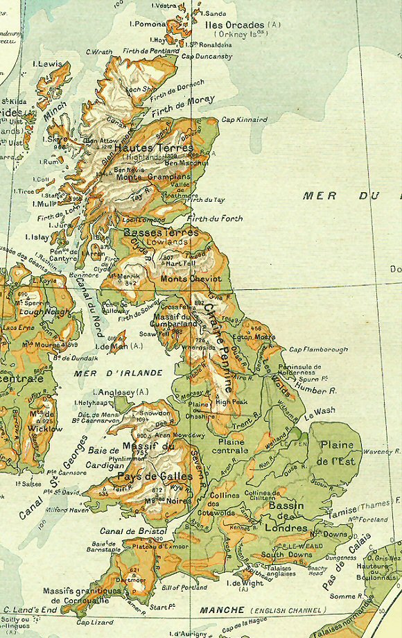 Carte de la Grande-Bretagne.