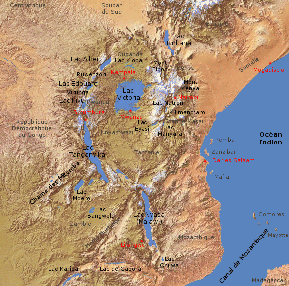 Carte de la rgion des Grands Lacs (Afrique).