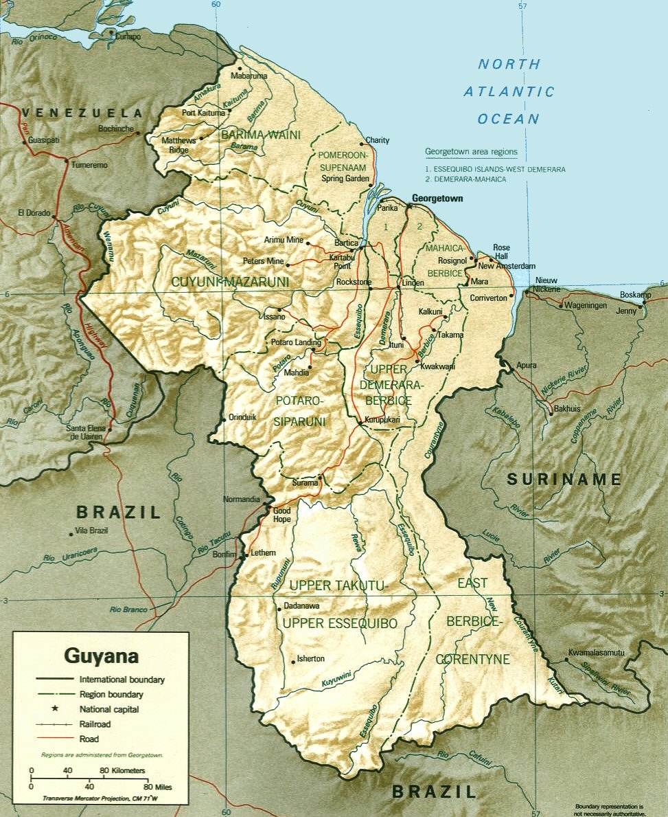 Carte du Guyana.