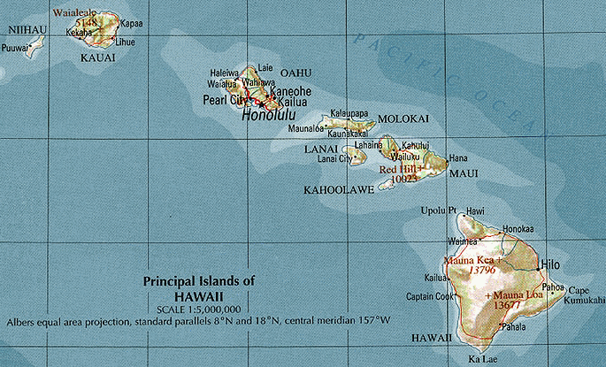 Carte des les Hawaii.