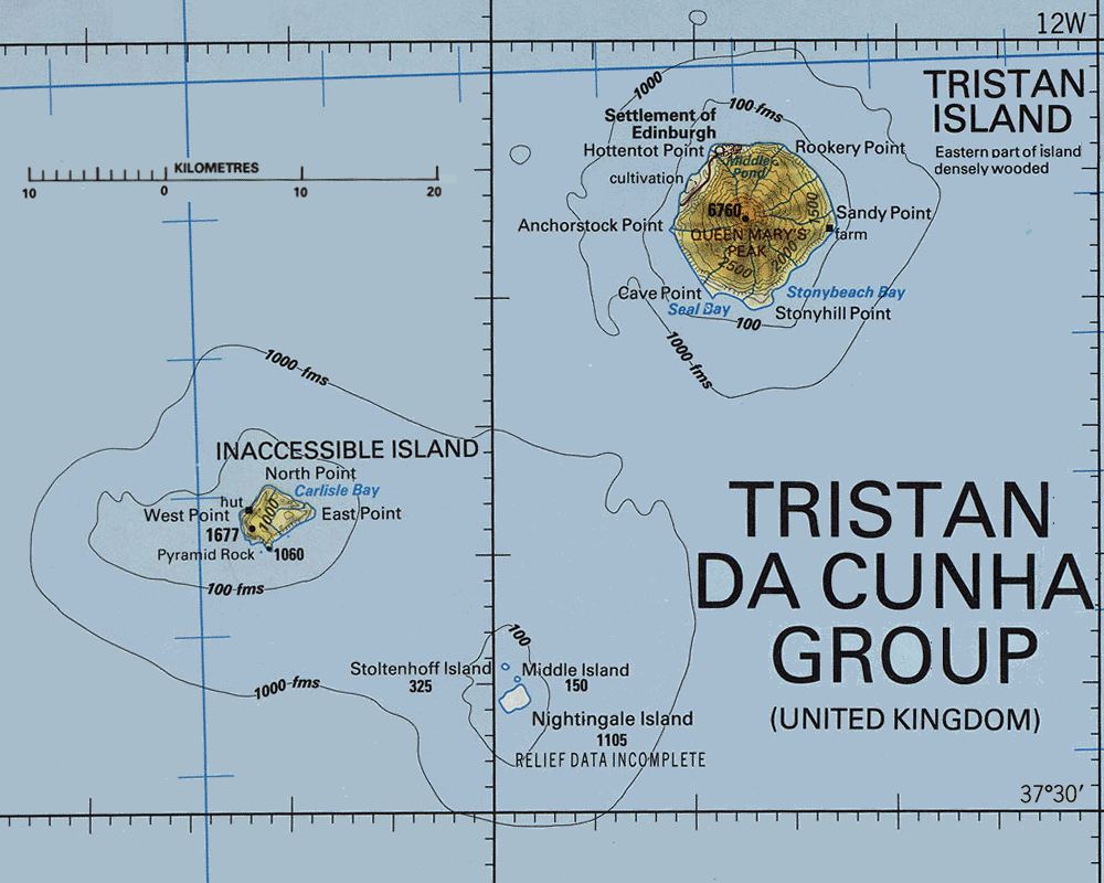 Carte des les Tristan da Cunha.