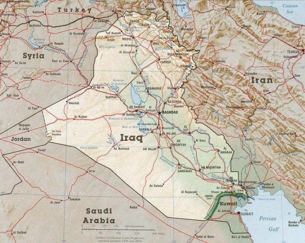 Carte de l'Irak.