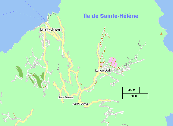 Carte de Sainte-Hélène (Jamestown).