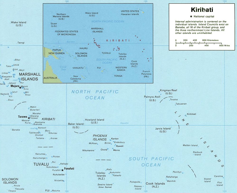 Carte des îles Kiribati.