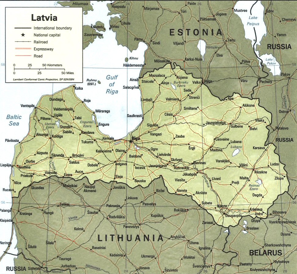 Carte de la Lettonie.