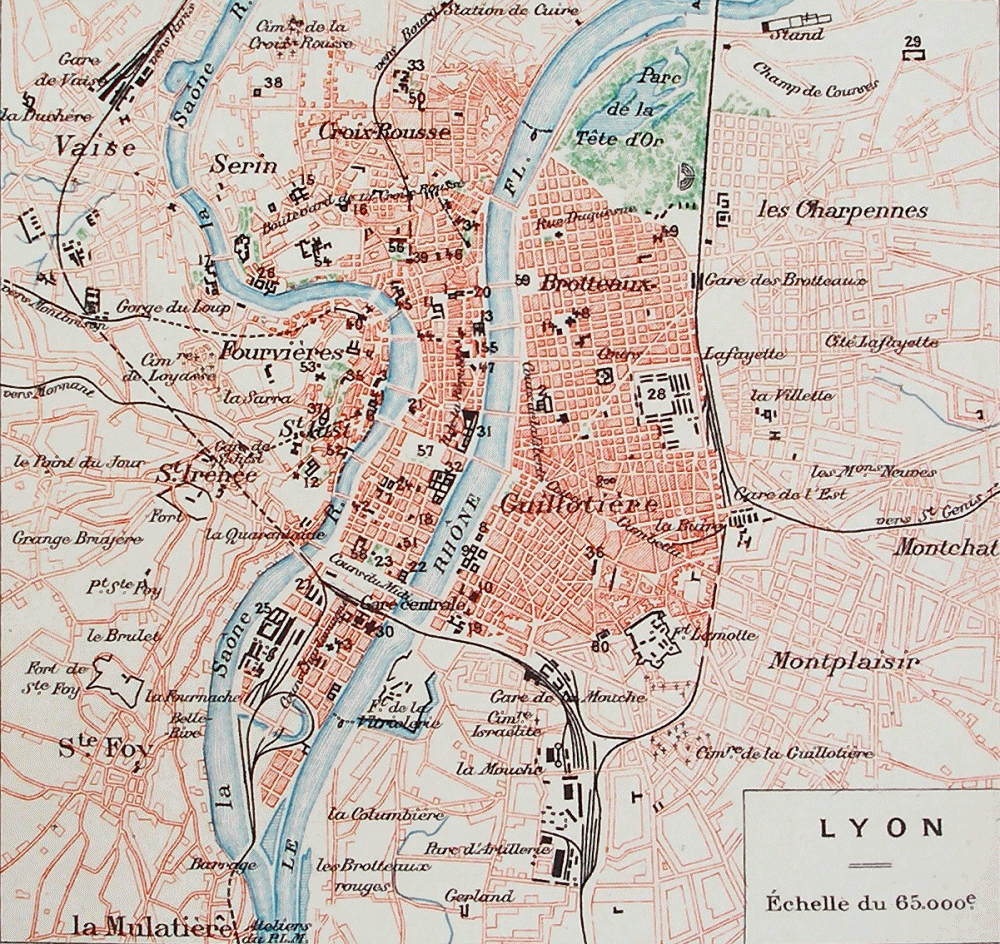 Plan de Lyon en 1900.