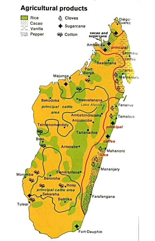 Carte de Madagascar (agriculture).