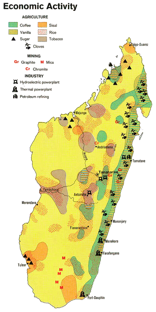 Carte de Madagascar (économie).
