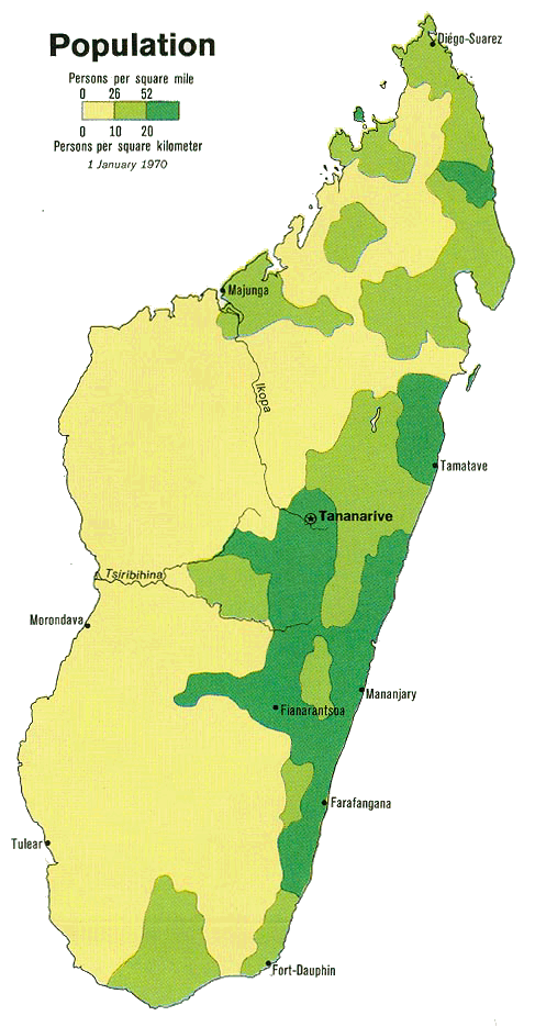 Carte de Madagascar (démographie).