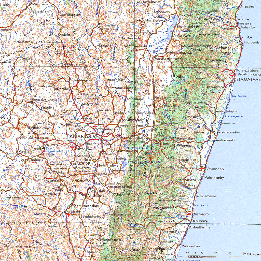 Carte de Madagascar (Centre-Est).