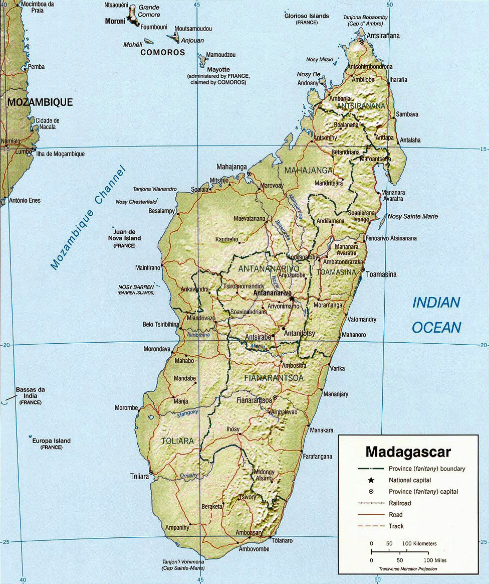 Carte de Madagascar (topographie).