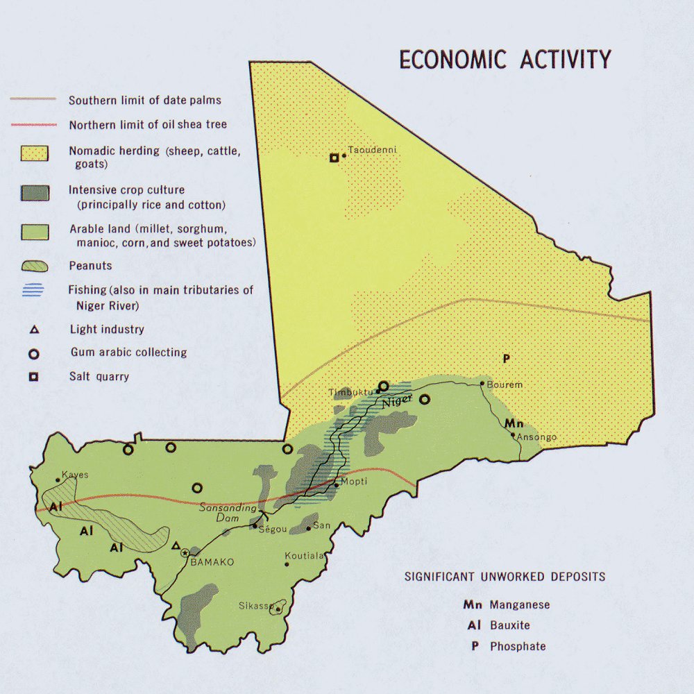 Carte du Mali : l'économie.