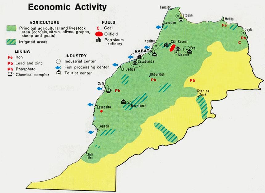 Carte du Maroc : l'économie.