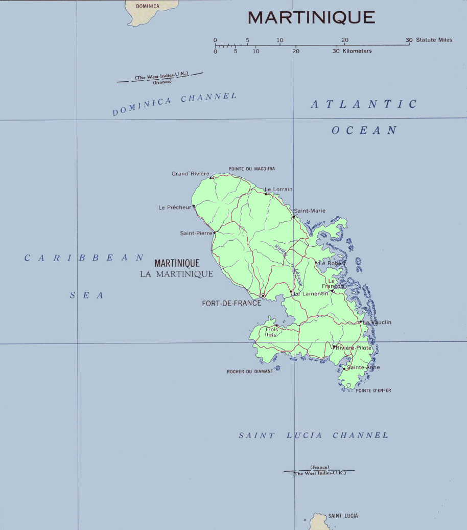 Carte de la Martinique.