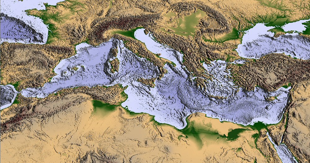 Carte physique de la Méditerranée (muette).